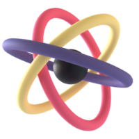 Atom 3D rendering isolated on transparent background. Ui UX icon design web and app trend png