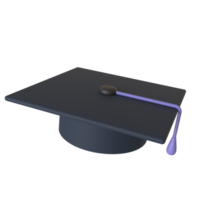 Graduation hat 3D rendering isolated on transparent background. Ui UX icon design web and app trend png
