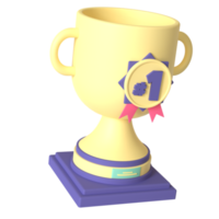 trofee en eerste medaille 3d renderen geïsoleerd Aan transparant achtergrond. ui ux icoon ontwerp web en app neiging png