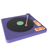 Vinyl player 3D rendering isolated on transparent background. Ui UX icon design web and app trend png