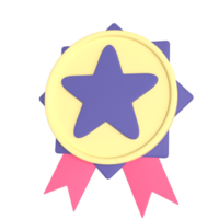 Star medal 3D rendering isolated on transparent background. Ui UX icon design web and app trend png