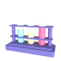 Test tube 3D rendering isolated on transparent background. Ui UX icon design web and app trend