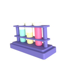 Test tube 3D rendering isolated on transparent background. Ui UX icon design web and app trend png