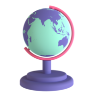 Table globe 3D rendering isolated on transparent background. Ui UX icon design web and app trend png