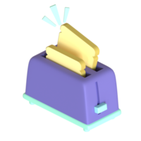 Toaster 3D rendering isolated on transparent background. Ui UX icon design web and app trend png