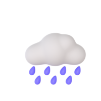 Heavy rainy 3D rendering isolated on transparent background. Ui UX icon design web and app trend png