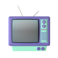 Retro television 3D rendering isolated on transparent background. Ui UX icon design web and app trend png