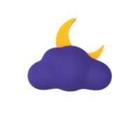 molnig natt 3d tolkning isolerat på transparent bakgrund. ui ux ikon design webb och app trend png