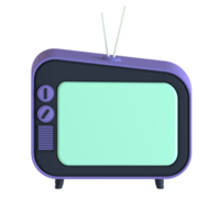 Retro television 3D rendering isolated on transparent background. Ui UX icon design web and app trend png