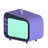 Retro television 3D rendering isolated on transparent background. Ui UX icon design web and app trend png