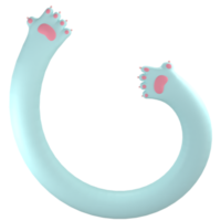 sällskapsdjur Tass tecken. katt hand. Hallå. 3d tolkning på transparent bakgrund png