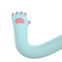 signe de patte d'animal de compagnie. main de chat. bonjour. rendu 3d sur fond transparent png