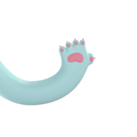 signe de patte d'animal de compagnie. main de chat. bonjour. rendu 3d sur fond transparent png