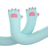 signe de patte d'animal de compagnie. main de chat. bonjour. rendu 3d sur fond transparent png