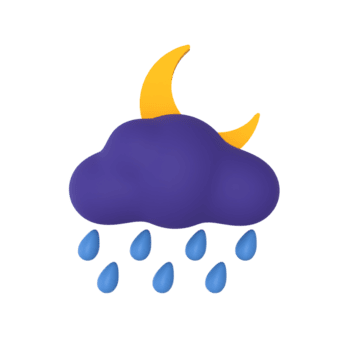 Regennacht 3D-Rendering isoliert auf transparentem Hintergrund. ui ux icon design web- und app-trend png