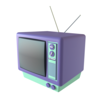Retro television 3D rendering isolated on transparent background. Ui UX icon design web and app trend png