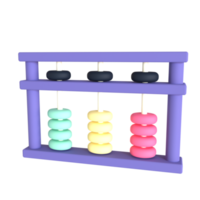 Abacus 3D rendering isolated on transparent background. Ui UX icon design web and app trend png