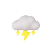 Cloudy thunder 3D rendering isolated on transparent background. Ui UX icon design web and app trend png