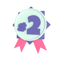 andra medalj 3d tolkning isolerat på transparent bakgrund. ui ux ikon design webb och app trend png
