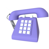 Retro telephone 3D rendering isolated on transparent background. Ui UX icon design web and app trend png
