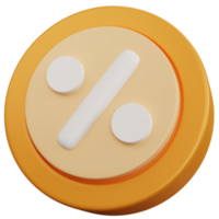 3d rendering yellow percent tag isolated png