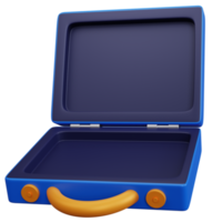 3d rendering blue suitcase wide open isolated png