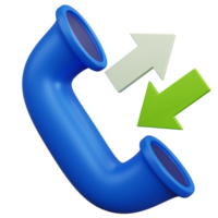 3d rendering blue call phone with green arrows isolated png