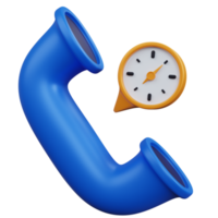 3d rendering phone call with clock isolated png