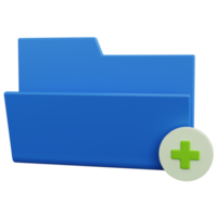 3d rendering blue folder with plus icon isolated png