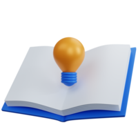 3d rendering empty open book with lamp isolated png