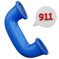 3d tolkning telefon ring upp med de ord 911 isolerat png