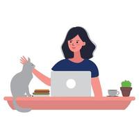 Business Woman Working With Computer At Home vector
