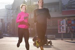 young  couple jogging photo