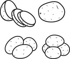 cuatro formas diferentes de garabatos vectoriales de patatas. para web y embalaje. vector