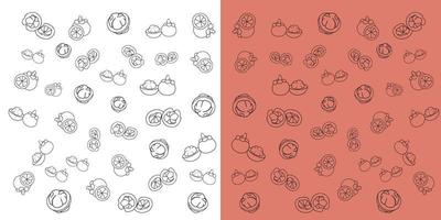 Tropical fruit.mangosteen doodle pattern vector background.nutrition, Thailand fruits, mangosteen.