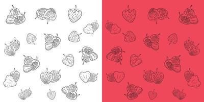 Strawberry vector outline doodle pattern. Vector sketch illustration on white background.