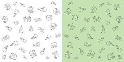 Multiple guava shapes pattern isolated on white and green background vector