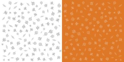 Fall leaves pattern isolated on orange and white background. vector illustration