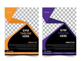 Business Gym Fitness Flyer yellow and purple color design corporate template design for annual report company leaflet cover business poster layout,Company flyer, banners vector