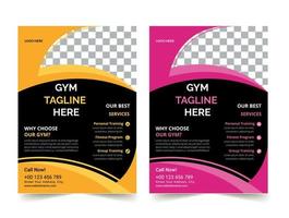 Business Gym Fitness Flyer yellow and pink color design corporate template design for annual report company leaflet cover Free Vector