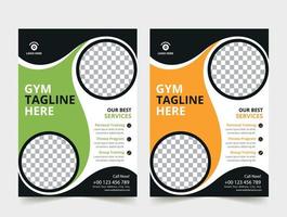 Business Gym Fitness Flyer green and yellow color design corporate template design for annual report company leaflet cover business poster layout,Company flyer, banners vector