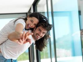 relaxed young couple at home photo