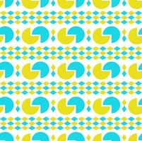 Seamless pattern, pie shape and diamond shape, yellow and blue and white background. vector