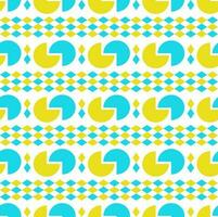 Seamless pattern, pie shape and diamond shape, yellow and blue and white background. vector