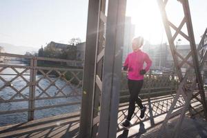 young  couple jogging photo