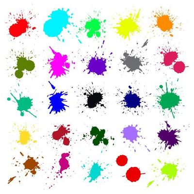 Color ink splashes. Grunge splatters. Abstract background. Grunge text banners