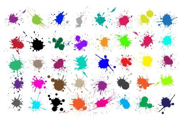 Color ink splashes. Grunge splatters. Abstract background. Grunge text banners