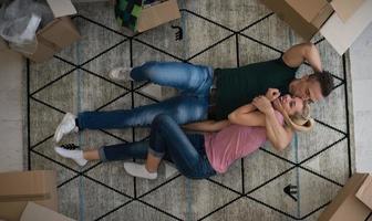 Top view of attractive young couple photo