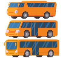 autobús urbano amarillo. ilustración vectorial coche estilo plano.vista lateral del vehículo.autobús moderno interurbano turístico.aislado sobre fondo blanco. vector