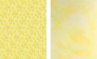 Watercolor abstract geometric pattern with honeycomb. Watercolor yellow hexagon with texture of stain, spray, splash and spot, fashion elements vector